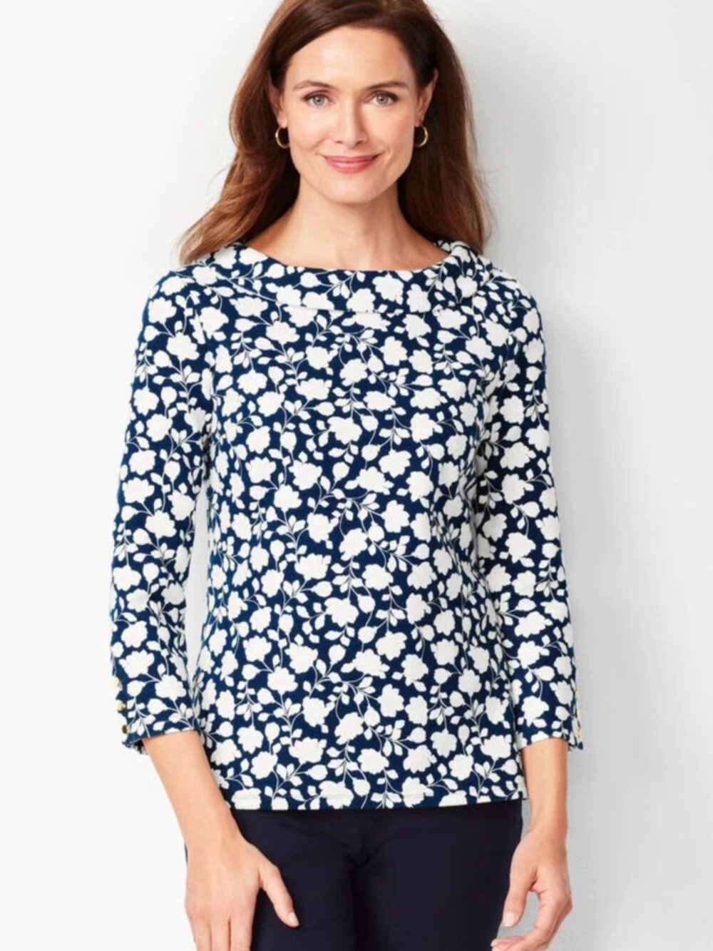 Talbots Portrait Collar Top - Floral size M